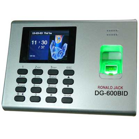Máy chấm công vân tay + thẻ cảm ứng+ pin lưu điện RONALD JACK DG600BID