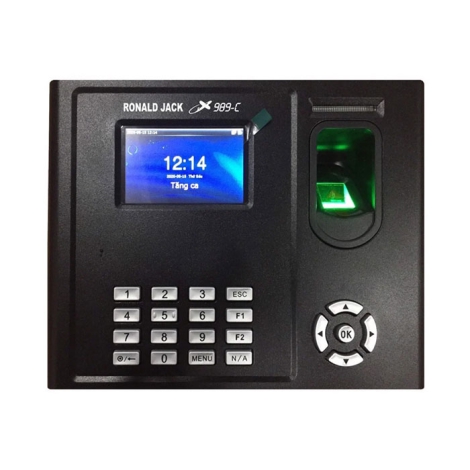 MÁY CHẤM CÔNG BẰNG DẤU VÂN TAY X989C ( + THẺ CẢM ỨNG+ PIN LƯU ĐIỆN ) RONALD JACK X989C