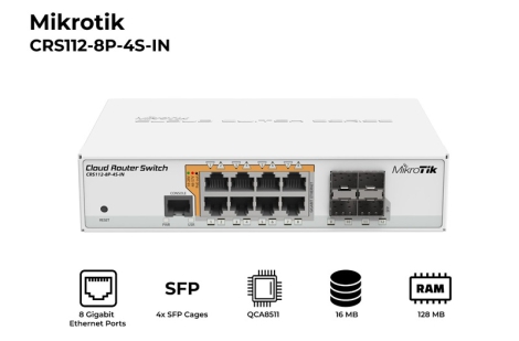 Bộ chuyển mạch MikroTik CRS112-8P-4S-IN