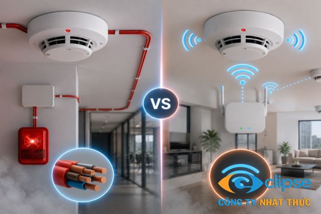 So sánh đầu báo khói có dây và không dây từ chuyên gia an ninh PCCC